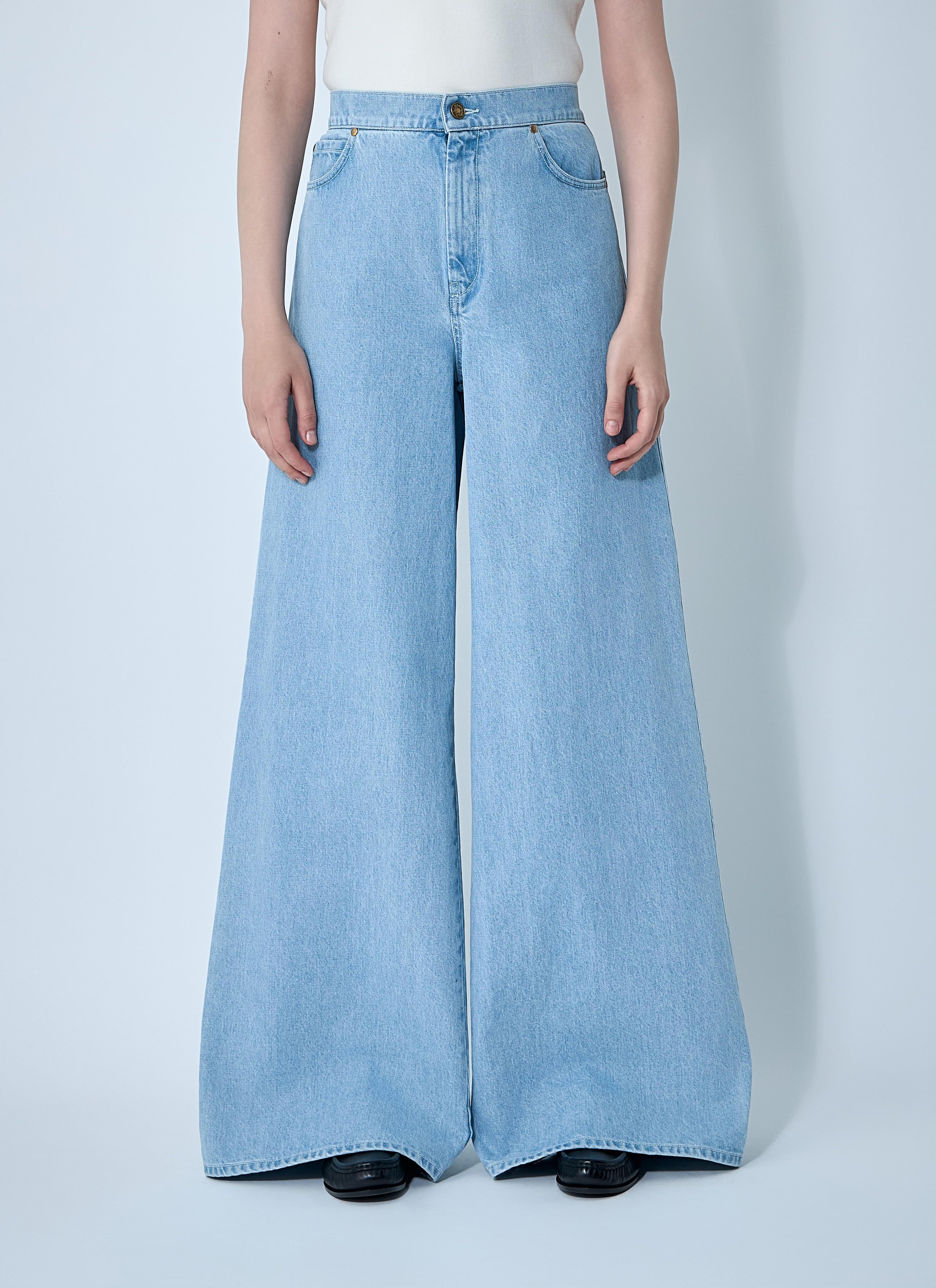 Max Mara Ladies Denim Wide Leg Flare Blue Jeans Pants