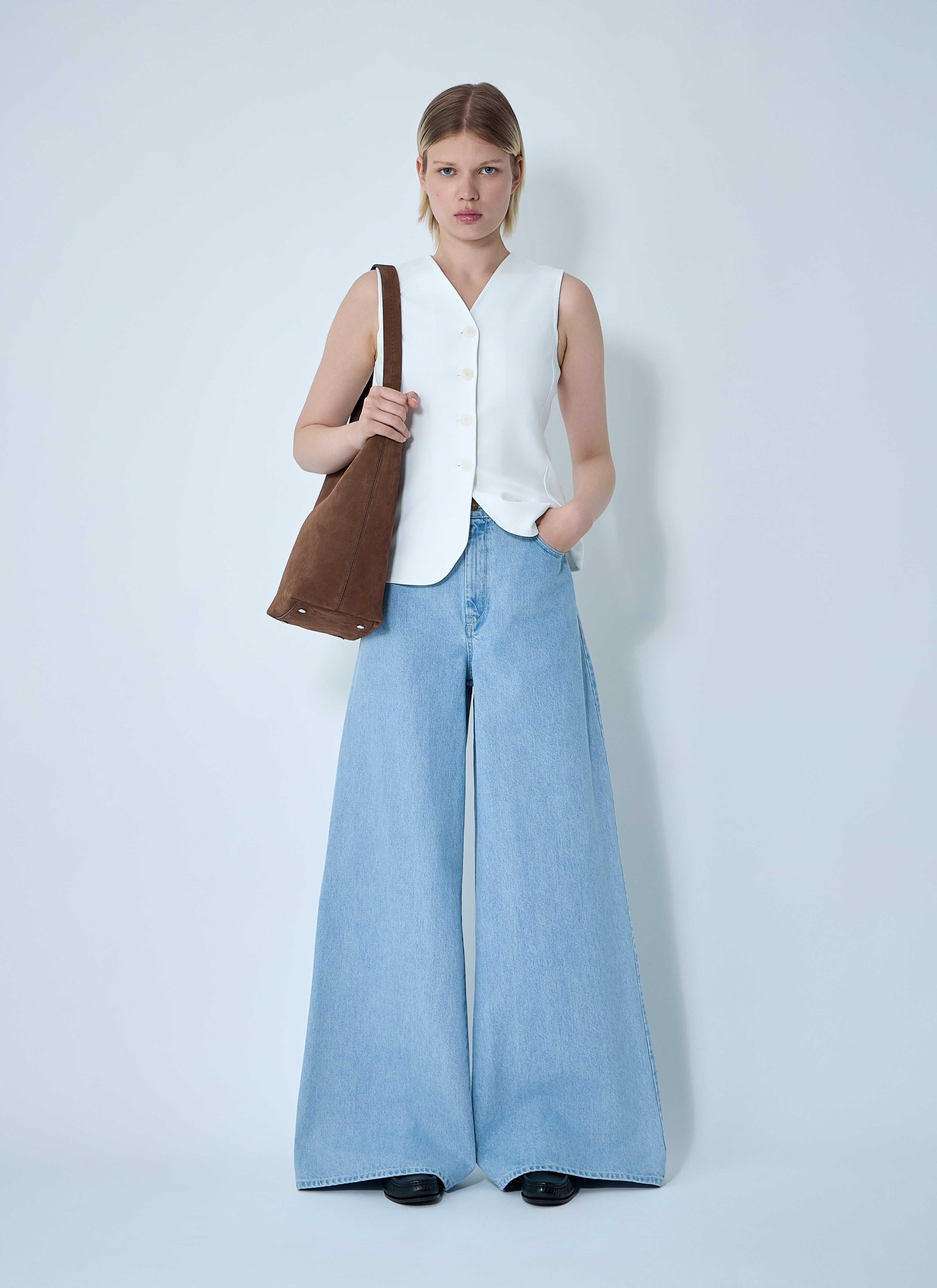 Max Mara Ladies Denim Wide Leg Flare Blue Jeans Pants