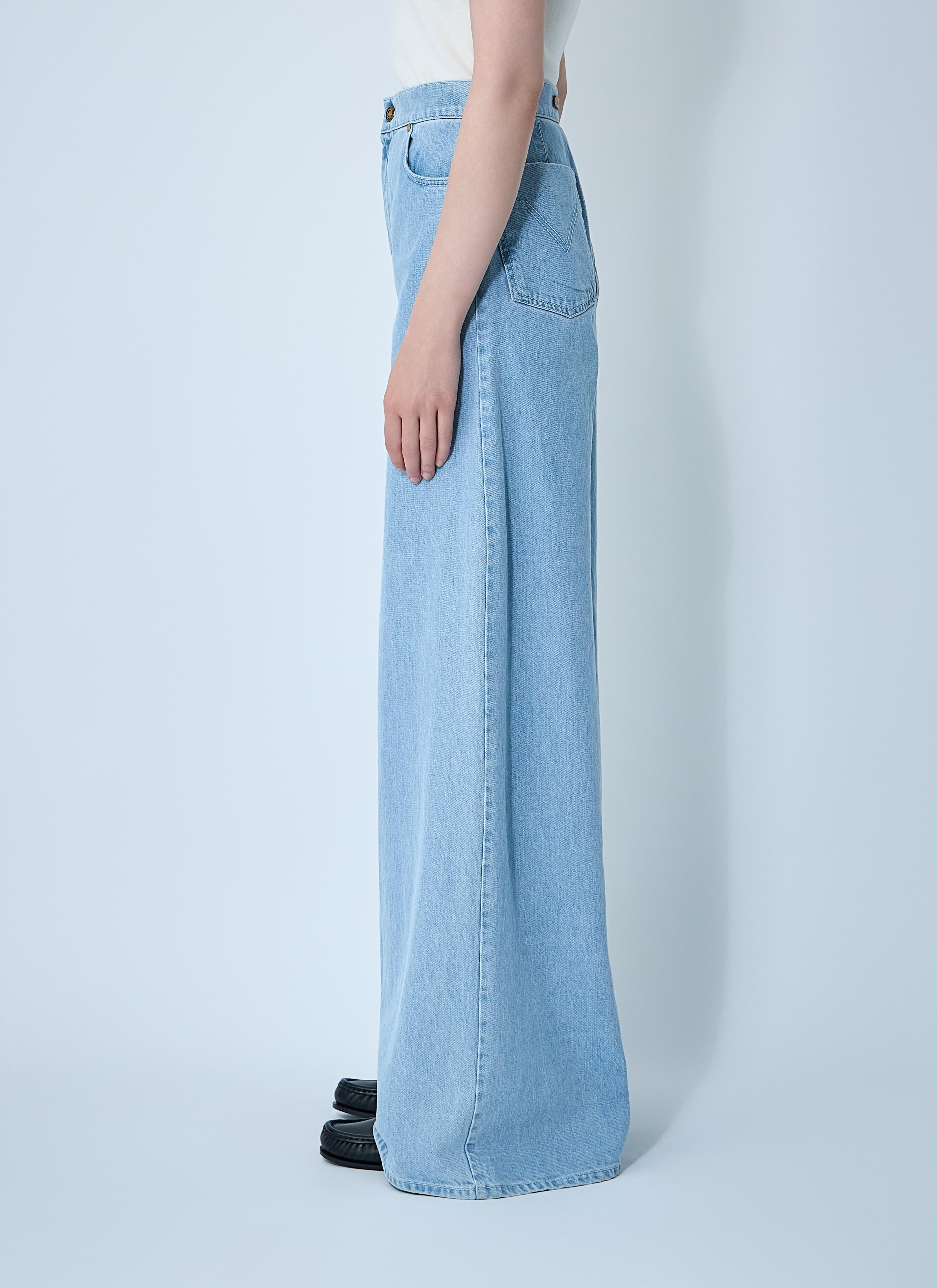 Max Mara Ladies Denim Wide Leg Flare Blue Jeans Pants