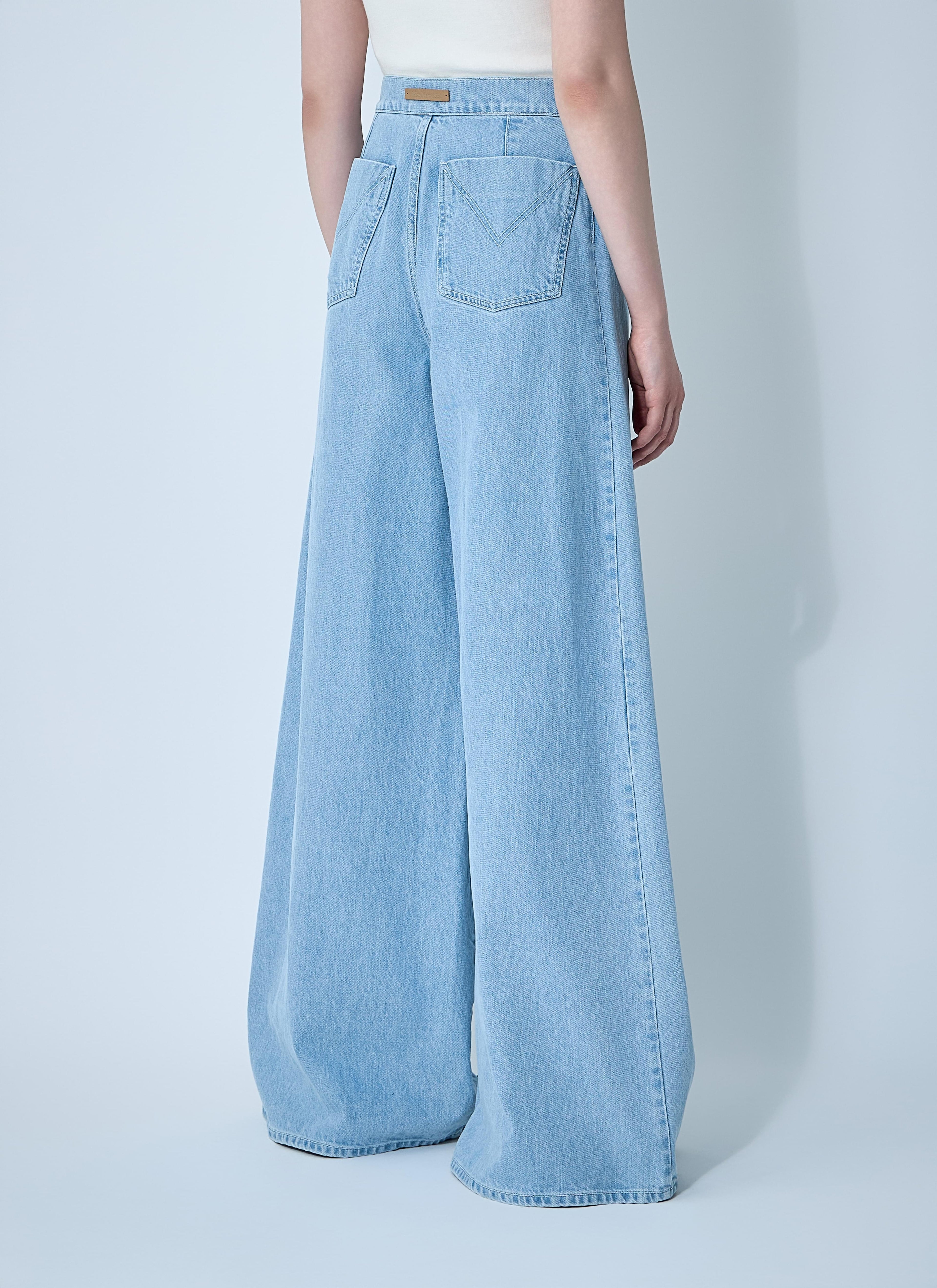 Max Mara Ladies Denim Wide Leg Flare Blue Jeans Pants