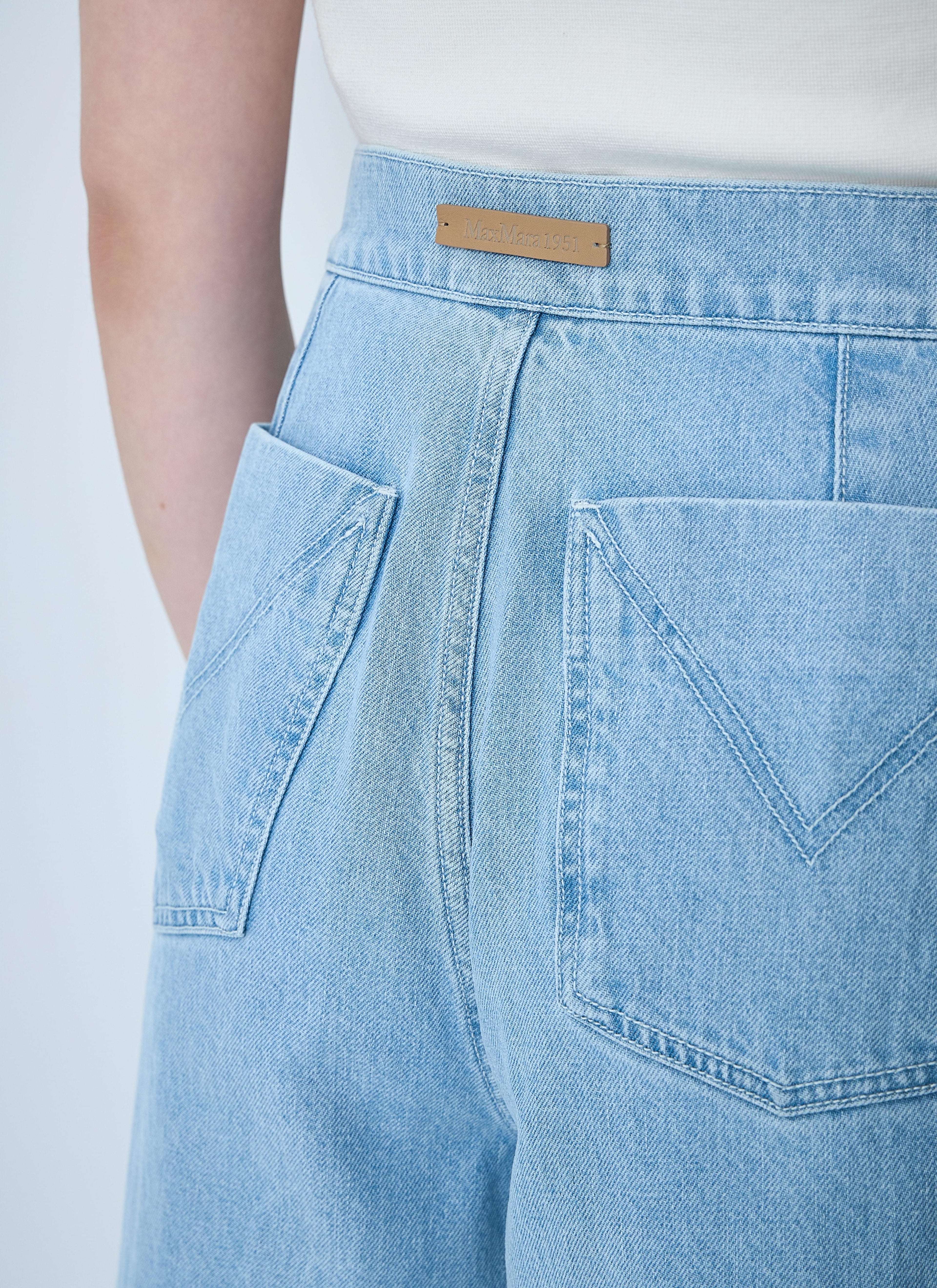 Max Mara Ladies Denim Wide Leg Flare Blue Jeans Pants