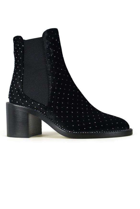 Jimmy Choo ladies Merril Boots black velvet sparkles heels