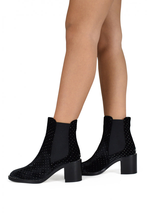 Jimmy Choo ladies Merril Boots black velvet sparkles heels