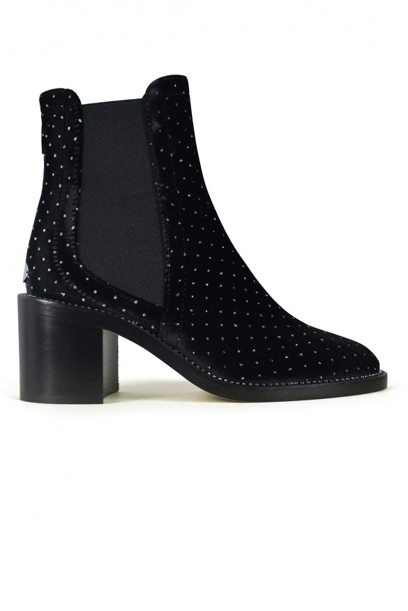 Jimmy Choo ladies Merril Boots black velvet sparkles heels