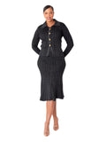 Metallic Sheen Ribbed Knit Set- 51002 skirt suit dressy church