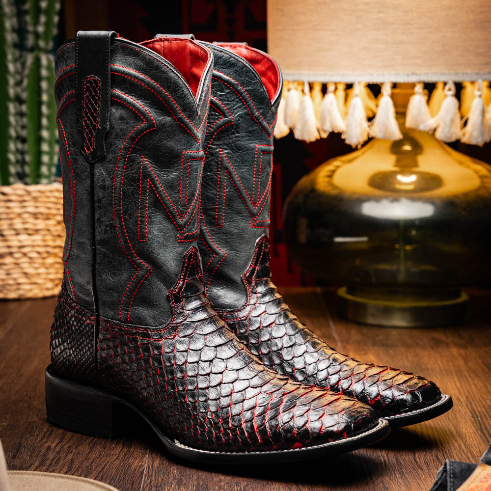 Marco di Milano Genuine Python snake skin boots Missouri Black Cherry