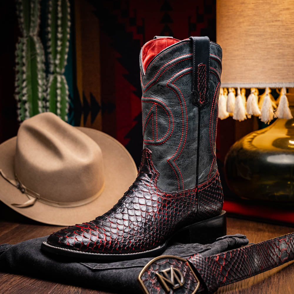 Marco di Milano Genuine Python snake skin boots Missouri Black Cherry