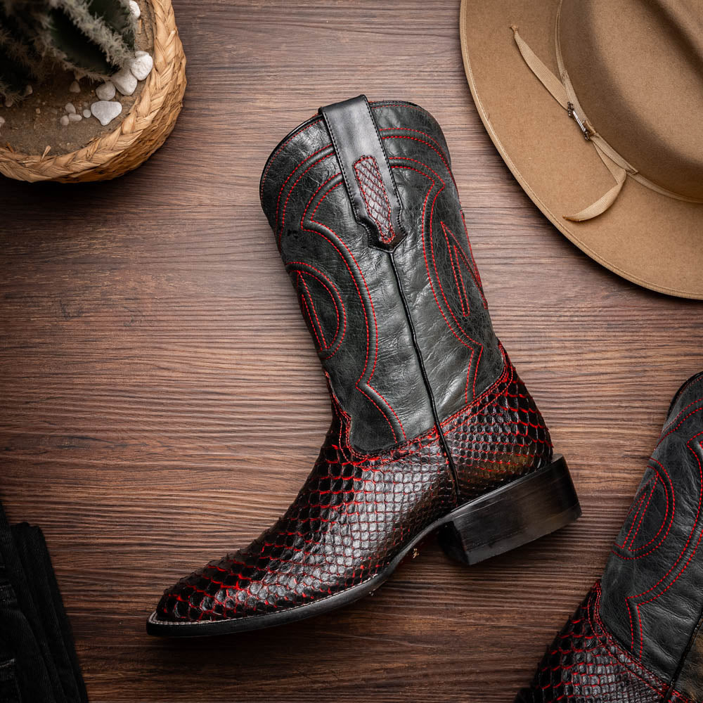 Marco di Milano Genuine Python snake skin boots Missouri Black Cherry