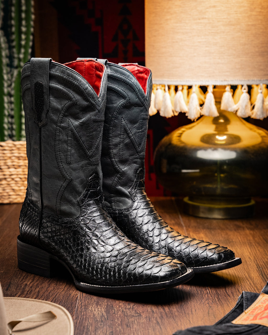 Marco di Milano Missouri Black python snake men's boots