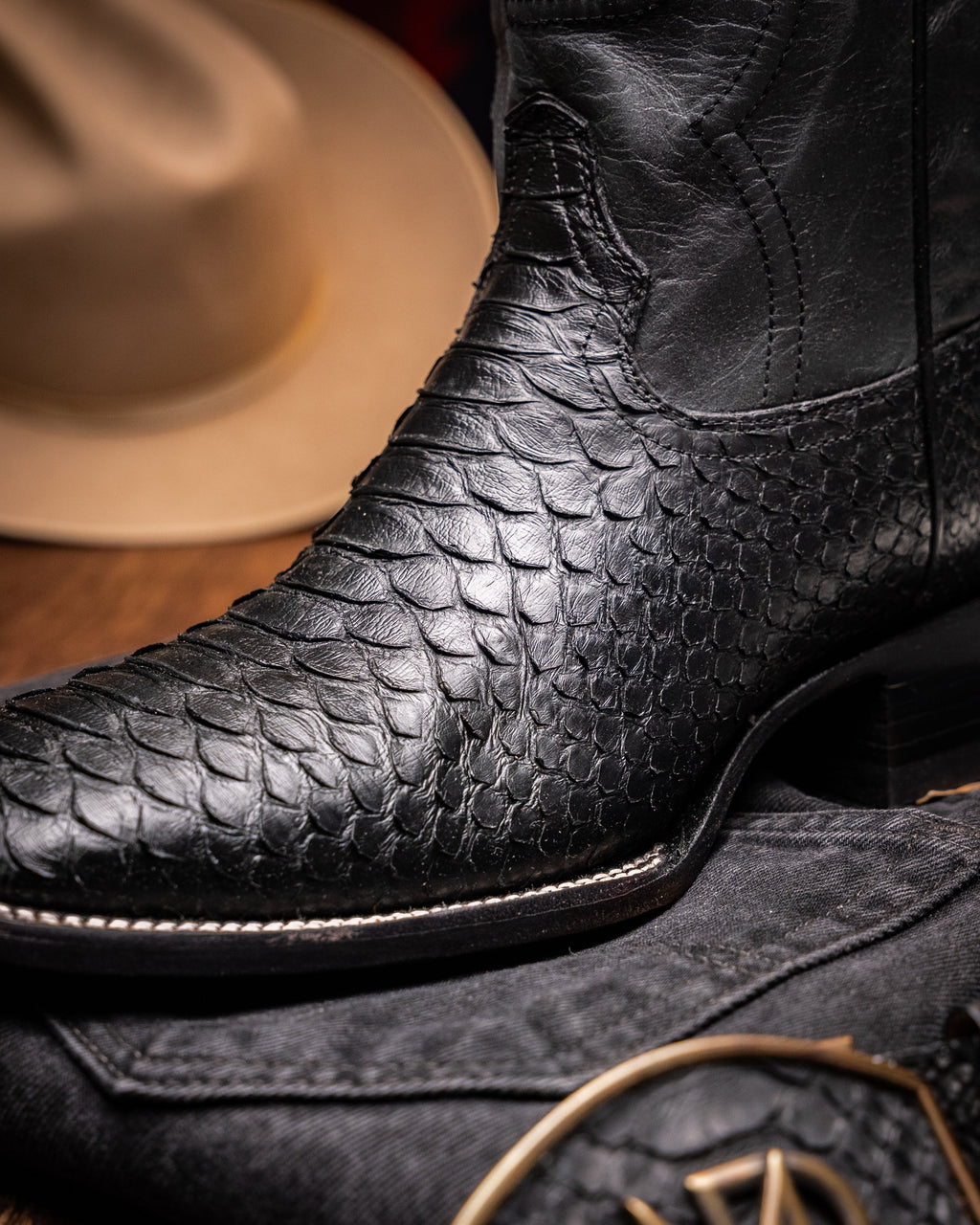 Marco di Milano Missouri Black python snake men's boots