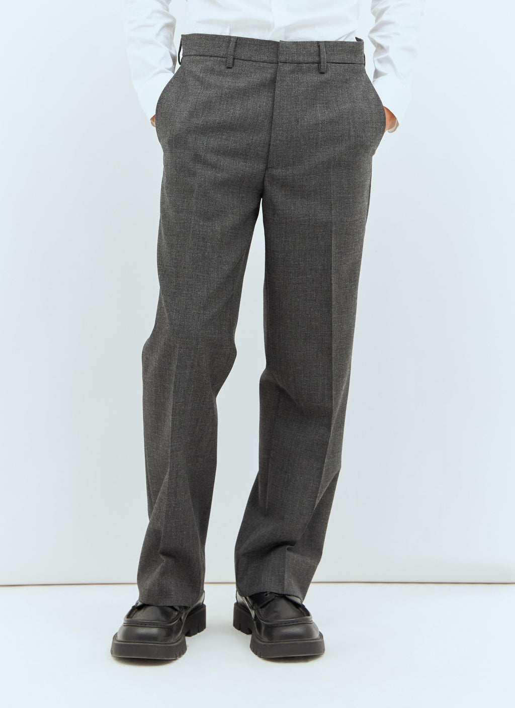 Miu Miu Men's Marled Wool Pants Slacks Italy Gray Trousers