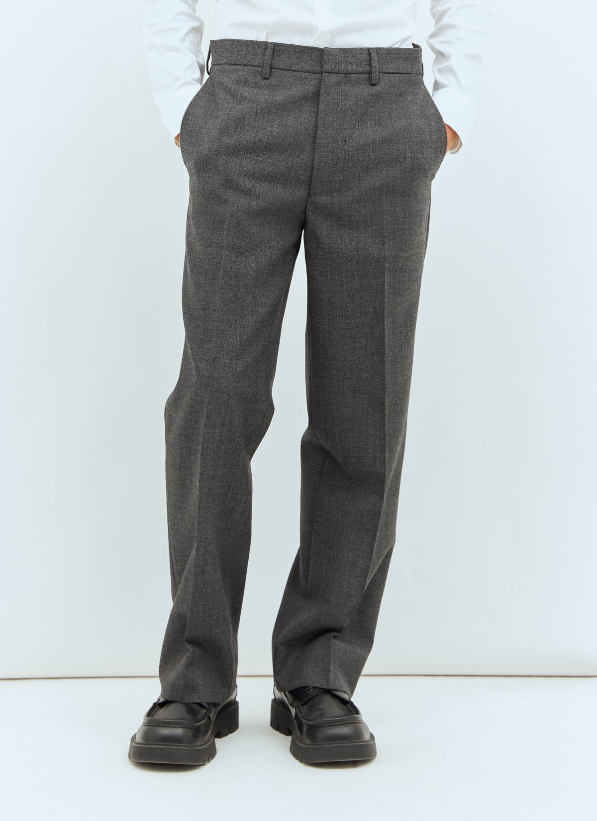 Miu Miu Men's Marled Wool Pants Slacks Italy Gray Trousers