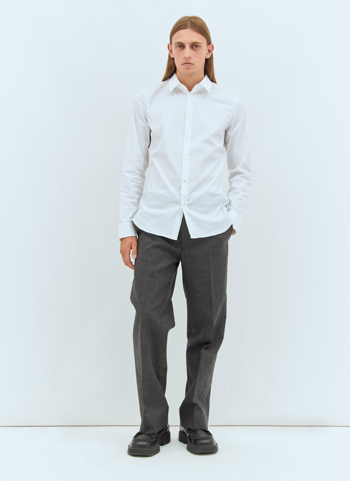 Miu Miu Men's Marled Wool Pants Slacks Italy Gray Trousers
