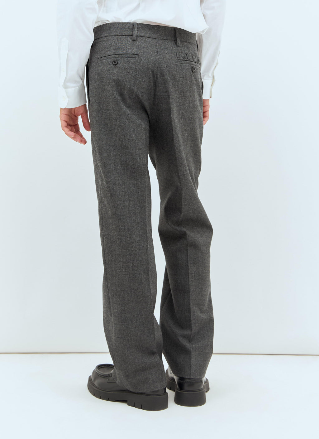 Miu Miu Men's Marled Wool Pants Slacks Italy Gray Trousers