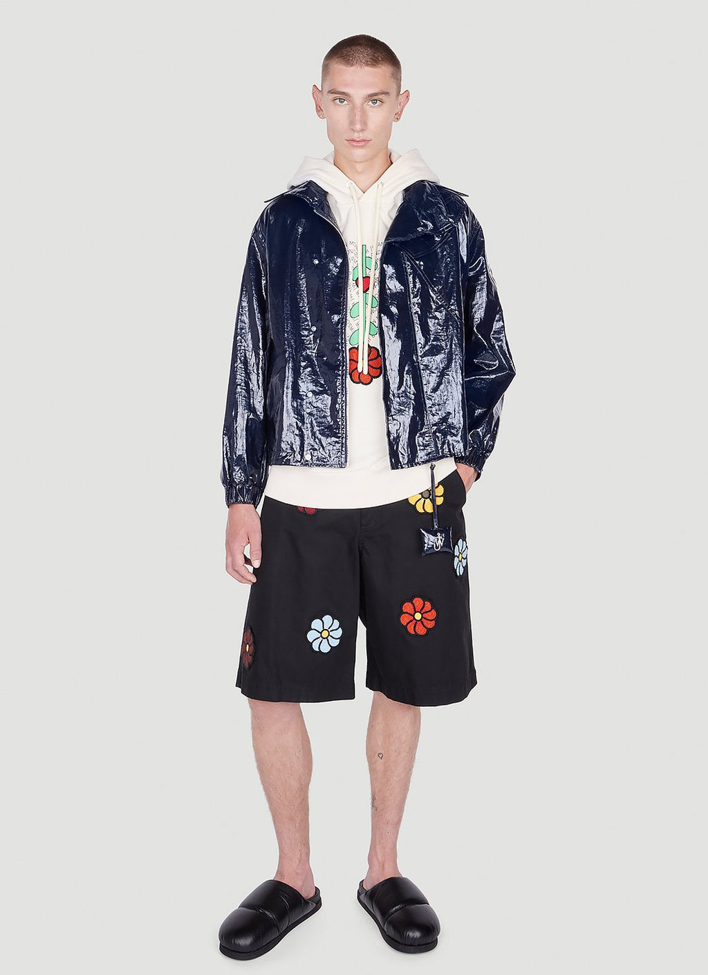 1 Moncler JW Anderson Men's Floral embroidery Bermuda Shorts black