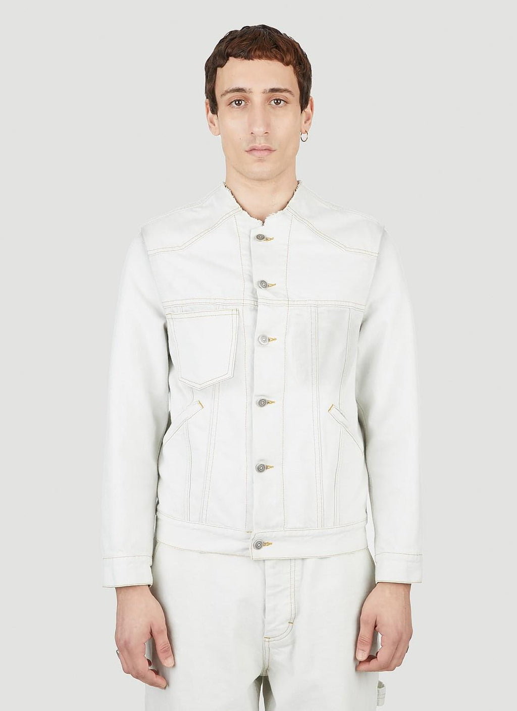 Maison Margiela Men's Collarless Denim Jacket jean white