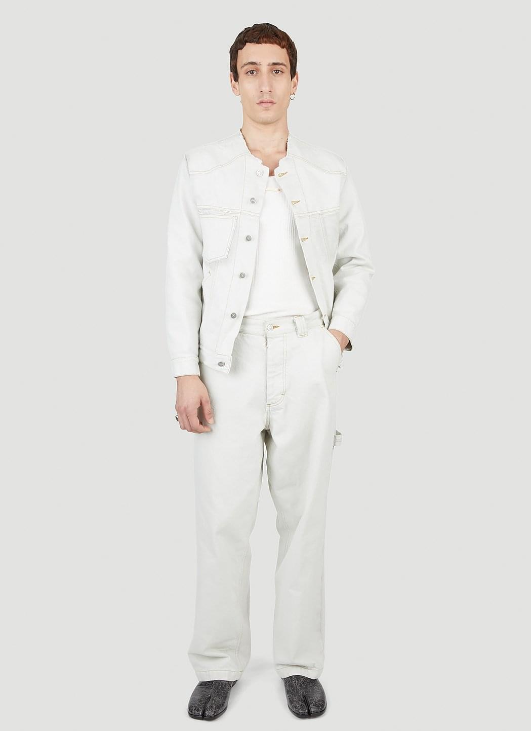 Maison Margiela Men's Collarless Denim Jacket jean white