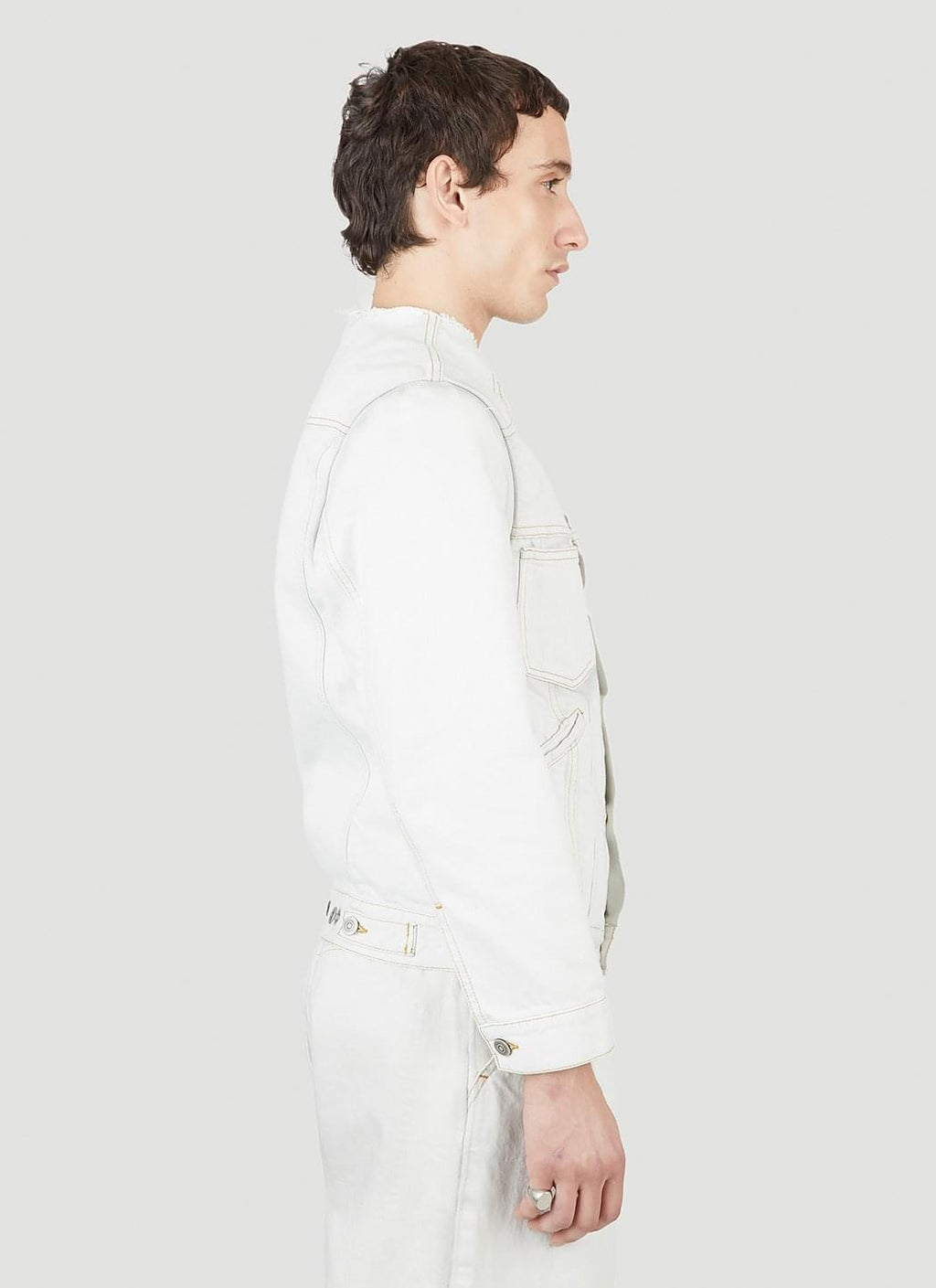 Maison Margiela Men's Collarless Denim Jacket jean white