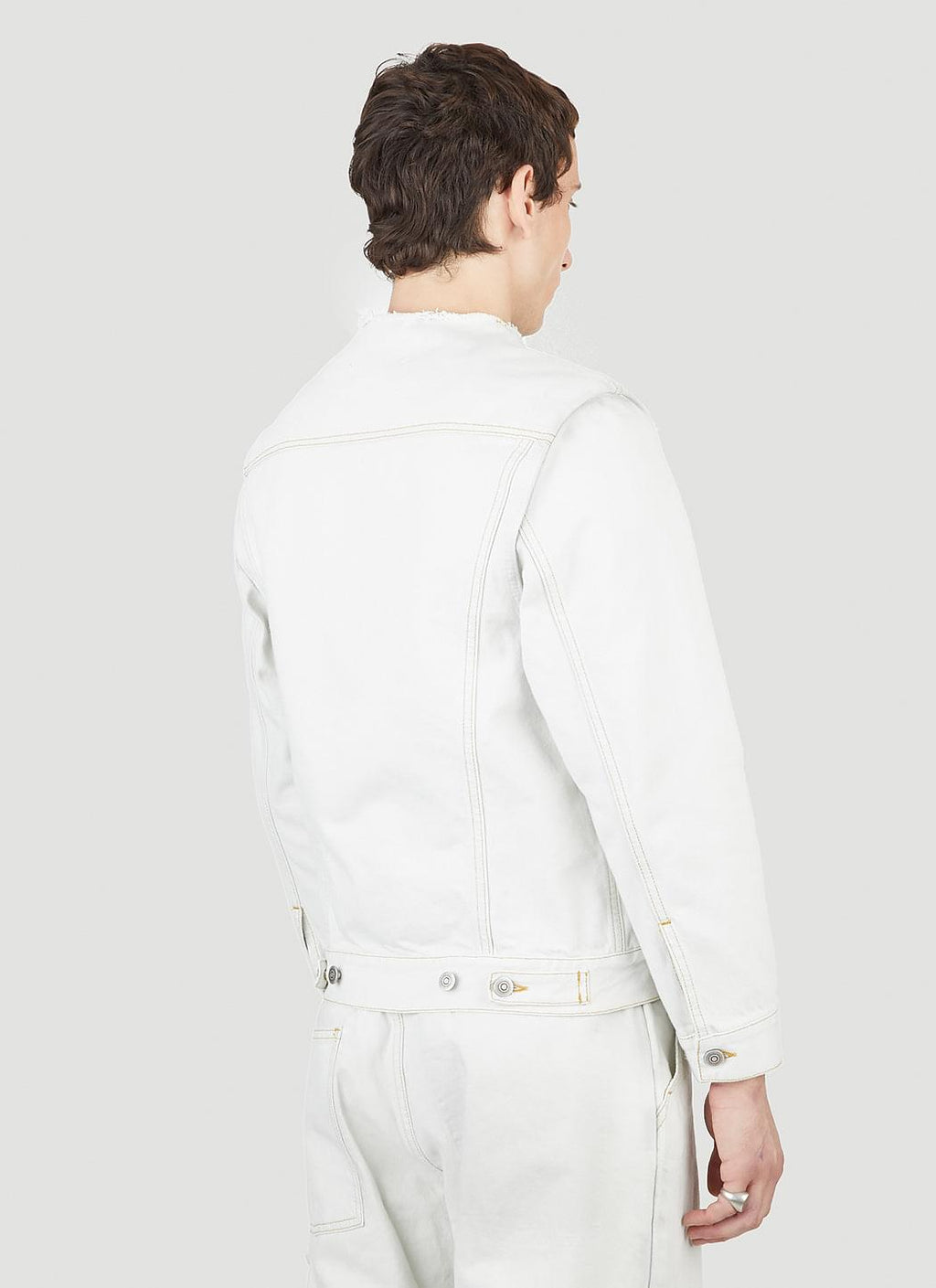 Maison Margiela Men's Collarless Denim Jacket jean white