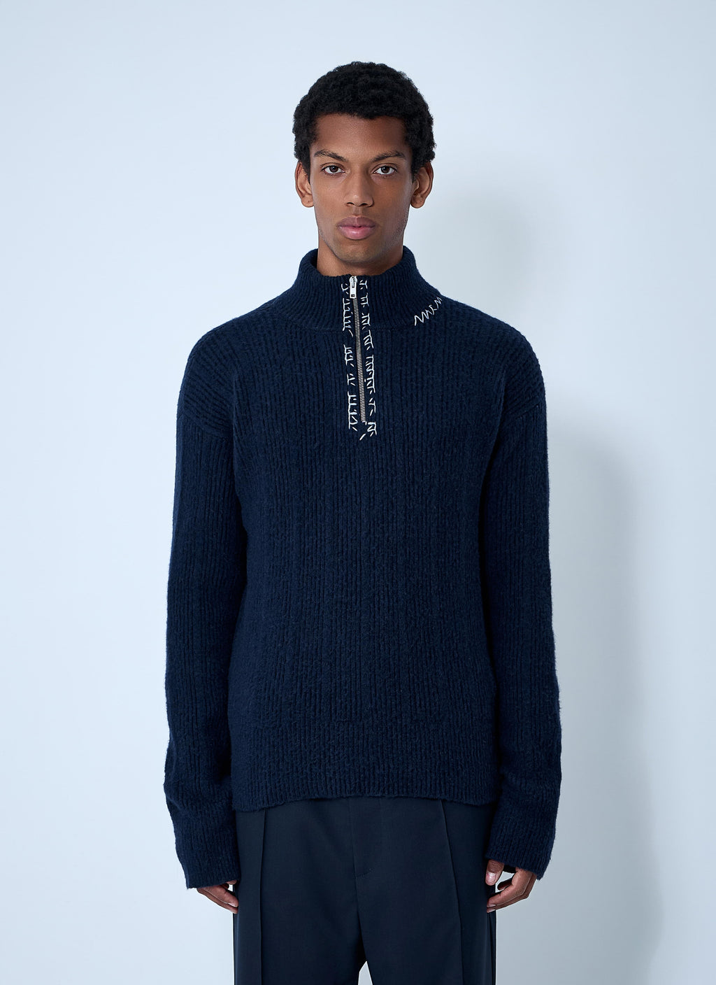 Marni Men's Logo Embroidery Sweater wool cashmere Navy