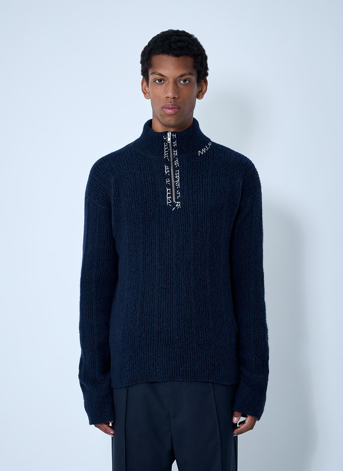 Marni Men's Logo Embroidery Sweater wool cashmere Navy