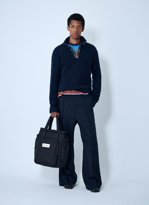 Marni Men's Logo Embroidery Sweater wool cashmere Navy