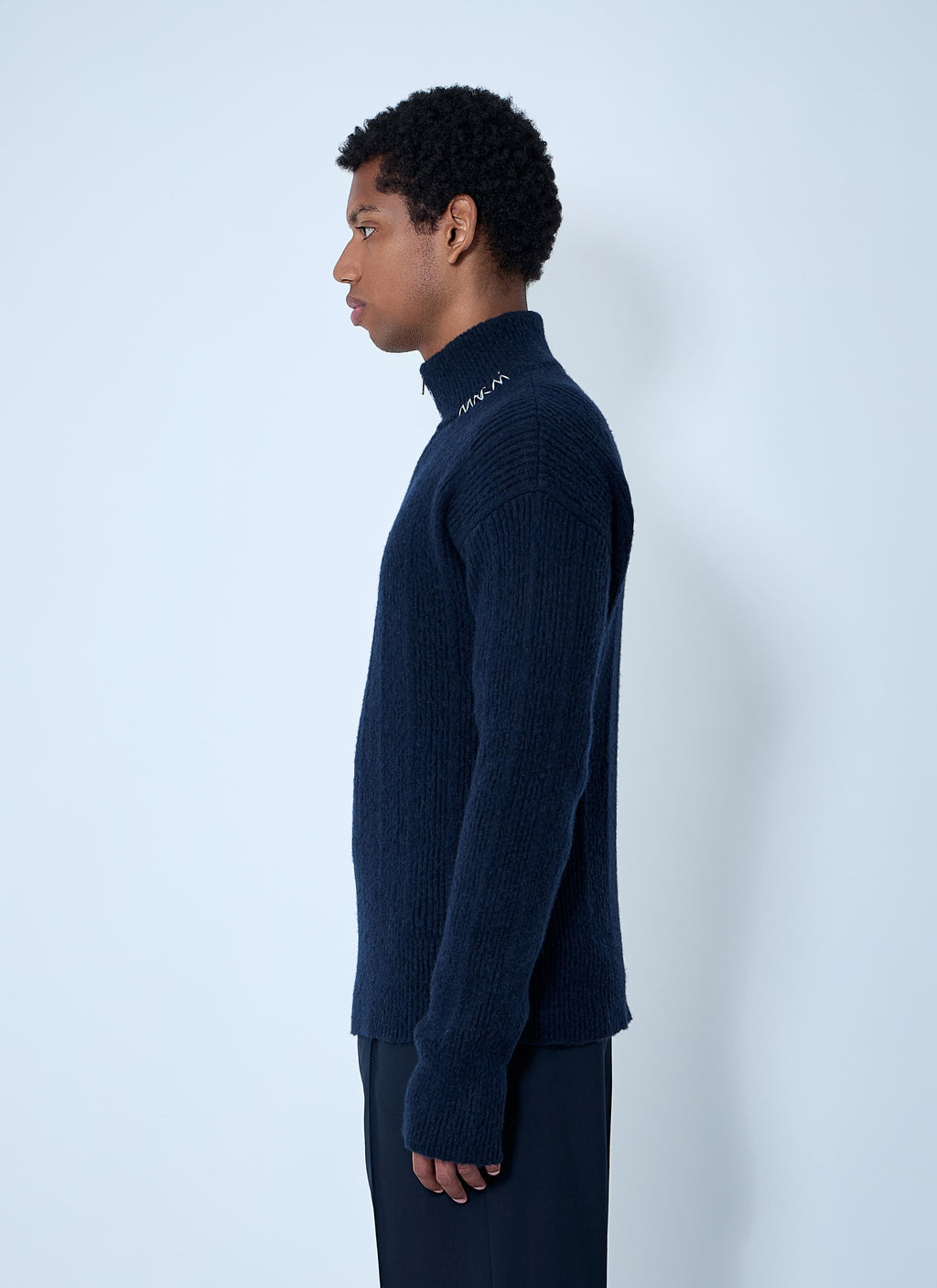 Marni Men's Logo Embroidery Sweater wool cashmere Navy