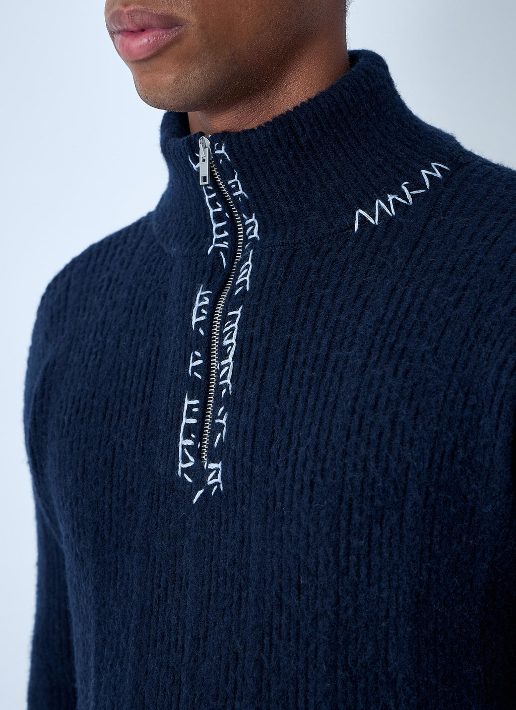 Marni Men's Logo Embroidery Sweater wool cashmere Navy