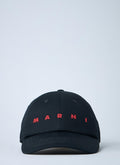 Marni Men's Logo Motif Baseball Cap hat black/red