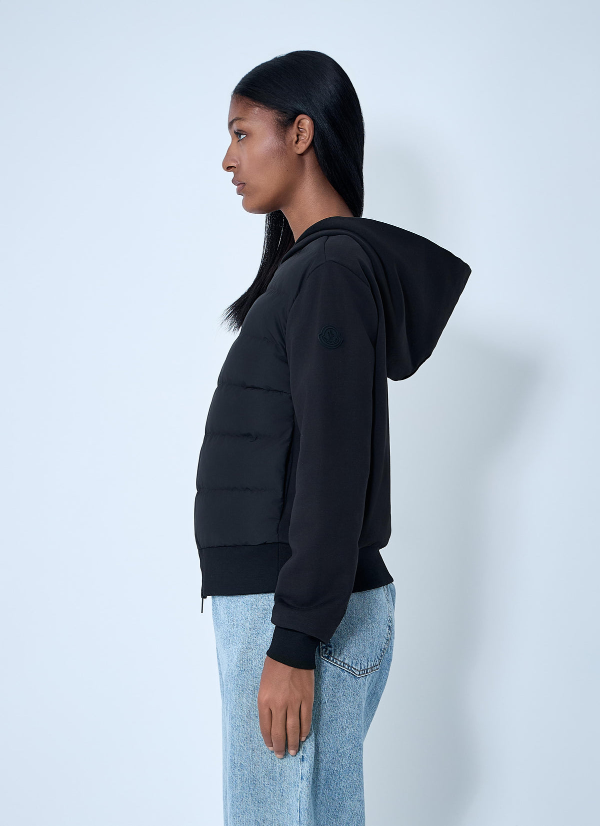 Moncler ladies Quilted Hooded Cardigan sweatshirt jacket coat black XS