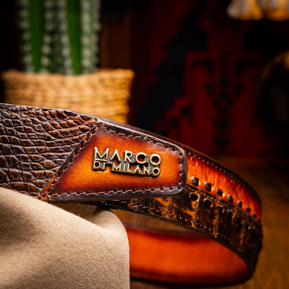 Marco di Milano unisex Montana Belt Aged Brown Caiman crocodile leather