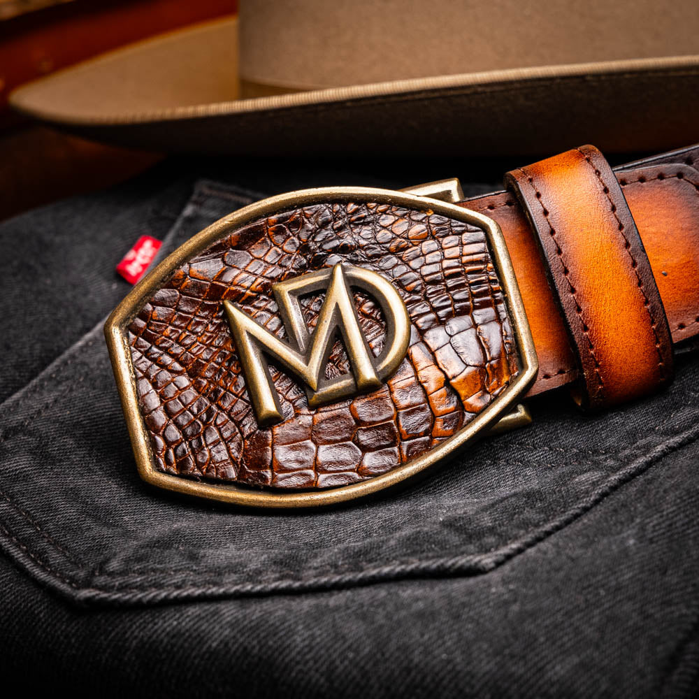 Marco di Milano unisex Montana Belt Aged Brown Caiman crocodile leather