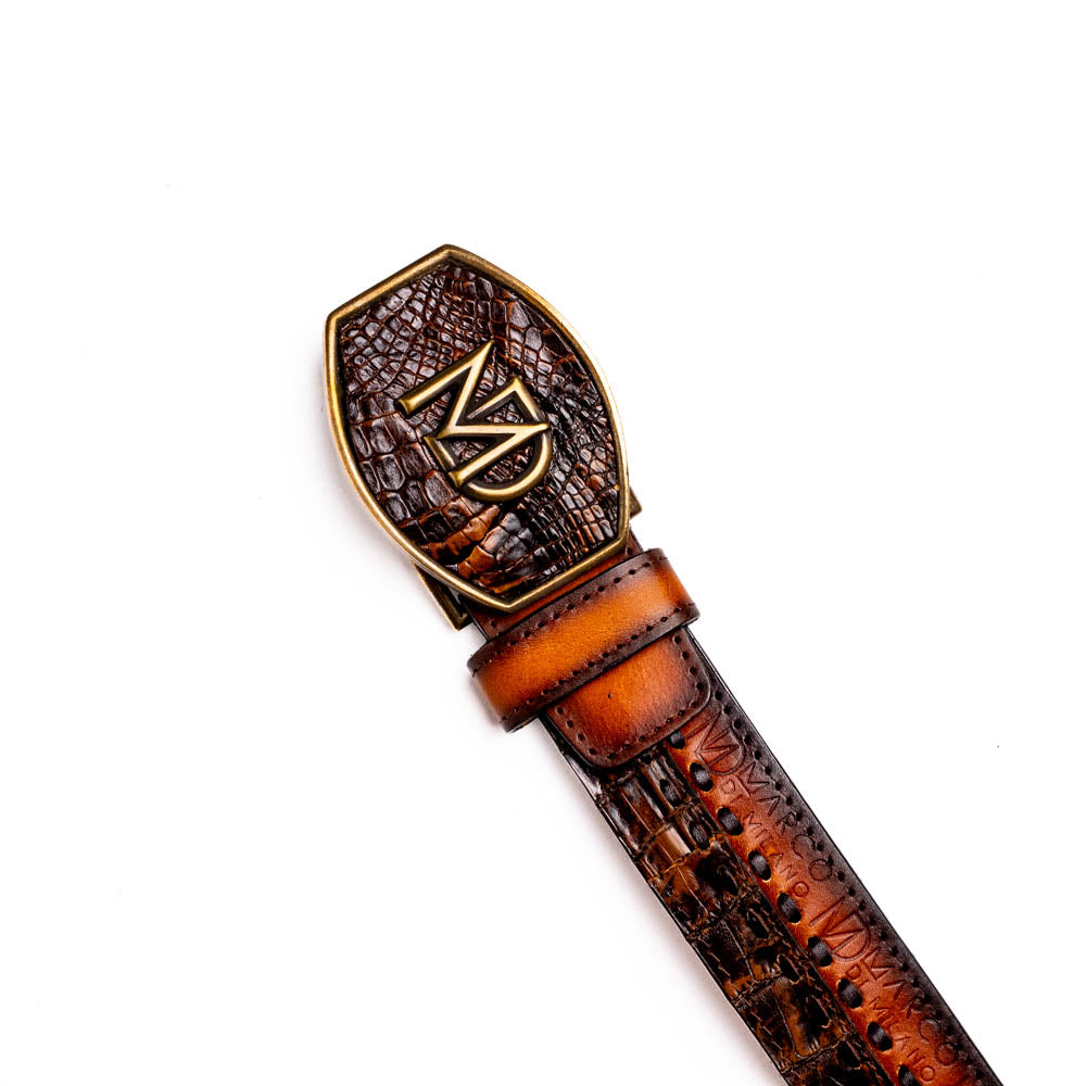 Marco di Milano unisex Montana Belt Aged Brown Caiman crocodile leather