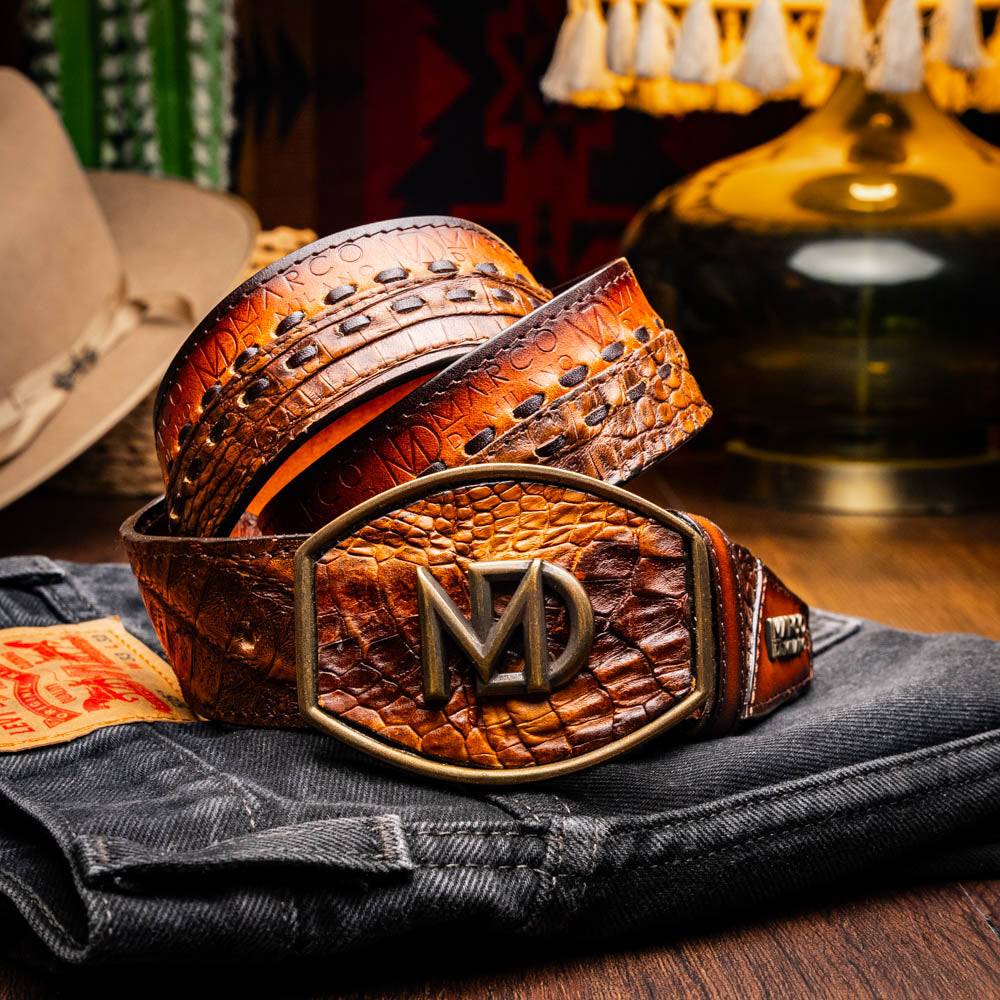 Marco di Milano Montana Belt Aged Maple Caiman Crocodile
