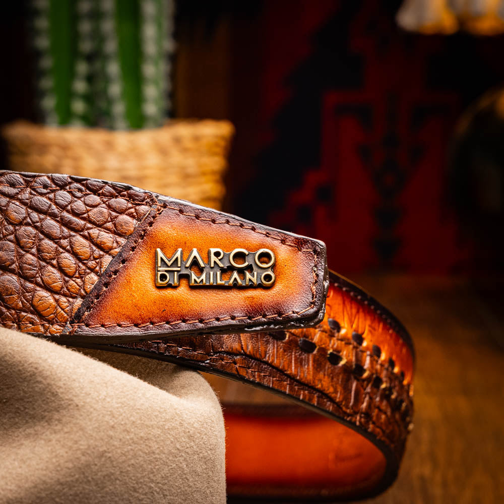 Marco di Milano Montana Belt Aged Maple Caiman Crocodile