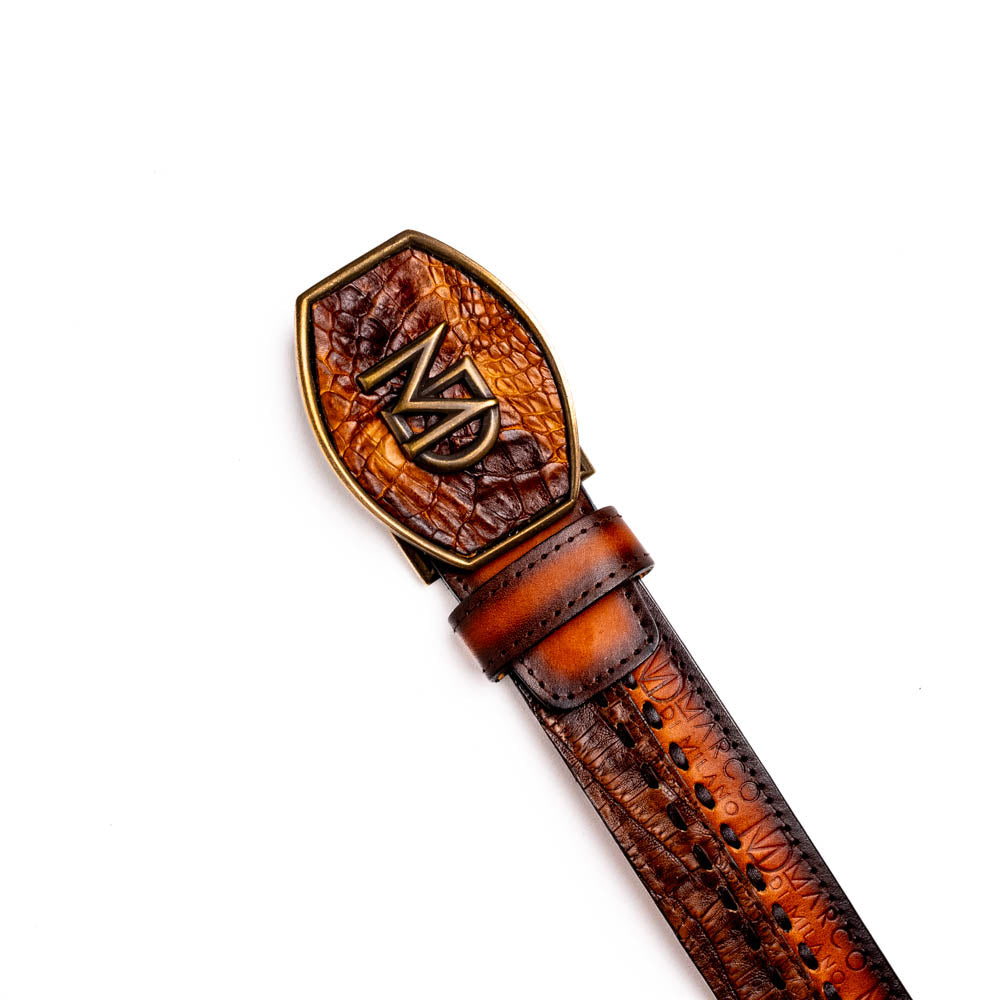 Marco di Milano Montana Belt Aged Maple Caiman Crocodile