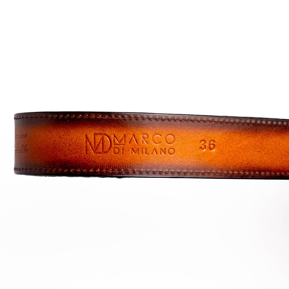 Marco di Milano Montana Belt Aged Maple Caiman Crocodile