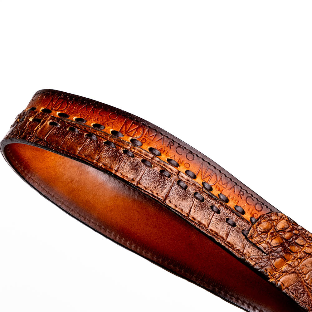 Marco di Milano Montana Belt Aged Maple Caiman Crocodile