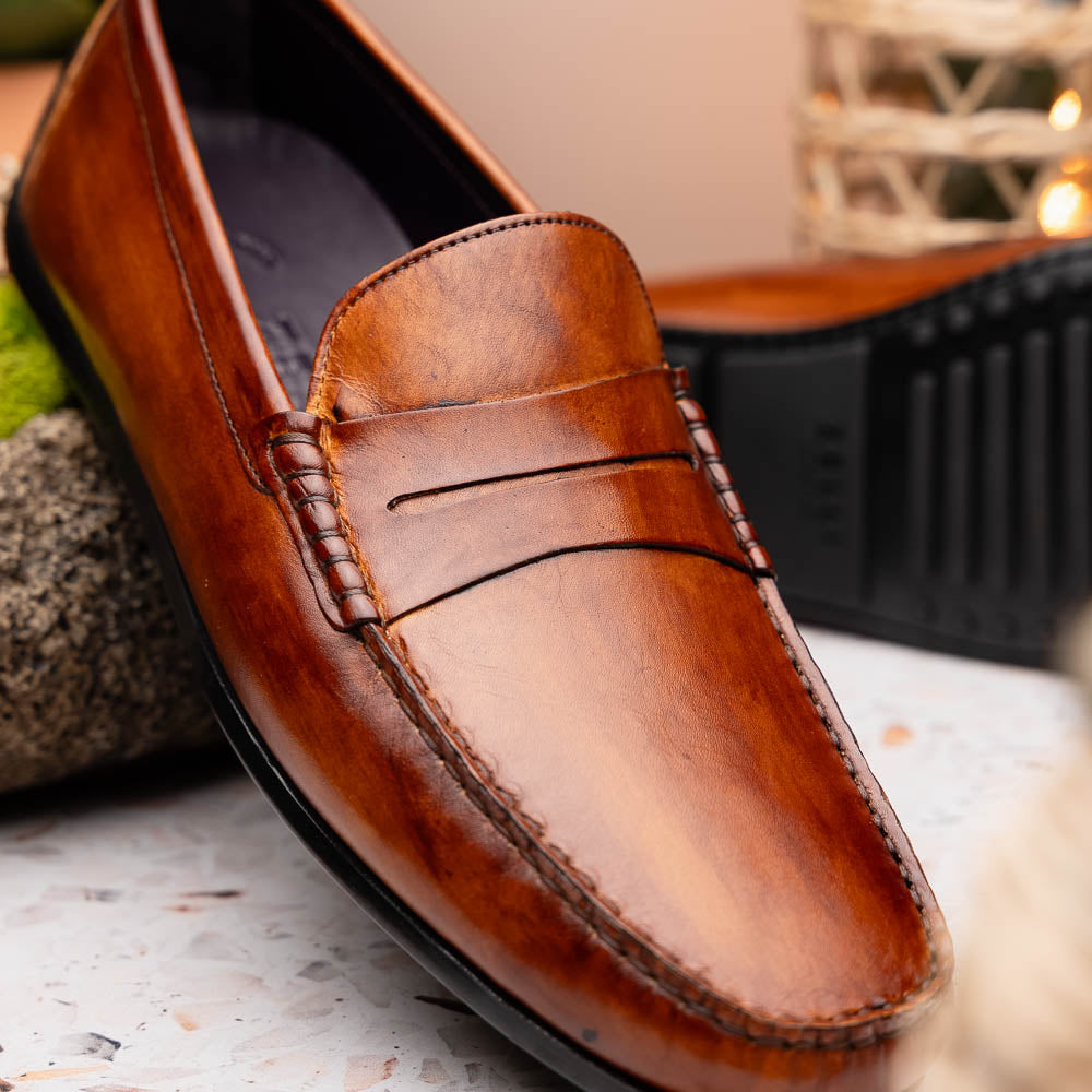 35-115-CGN MONZA Hand Burnished Italian Calfskin Driving Loafers shoes men's