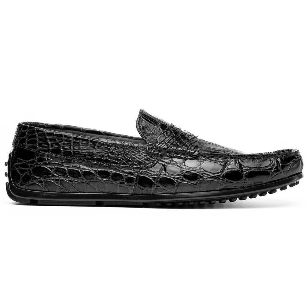 31-103-BKM MONZA genuine Crocodile Driver driving mocs shoes men's Italian Zelli