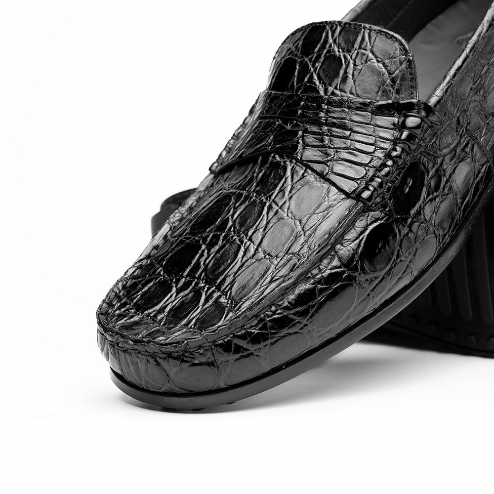 31-103-BKM MONZA genuine Crocodile Driver driving mocs shoes men's Italian Zelli