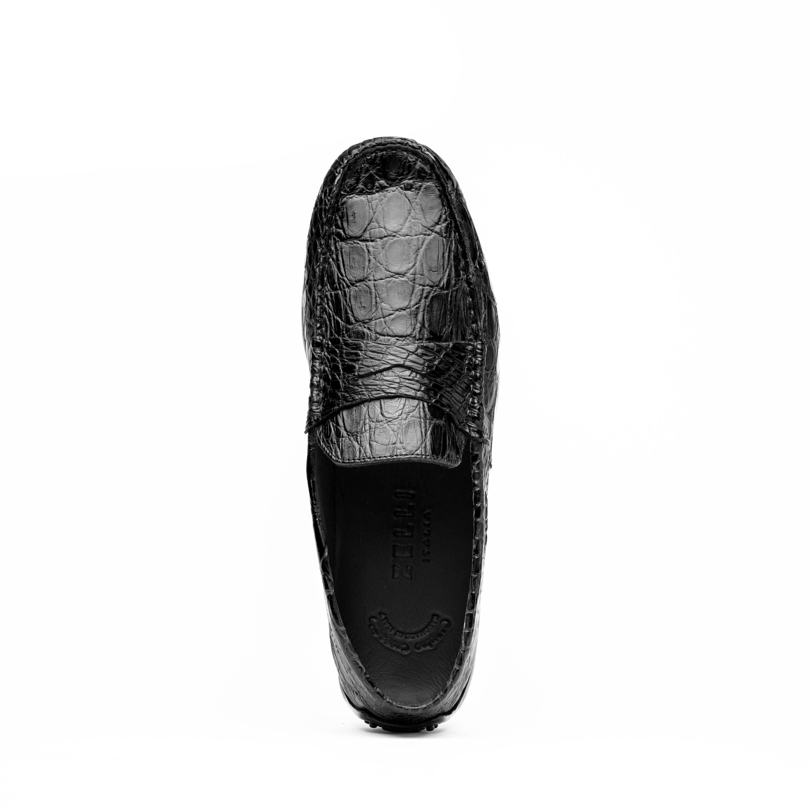 31-103-BKM MONZA genuine Crocodile Driver driving mocs shoes men's Italian Zelli