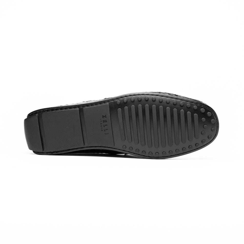 31-103-BKM MONZA genuine Crocodile Driver driving mocs shoes men's Italian Zelli