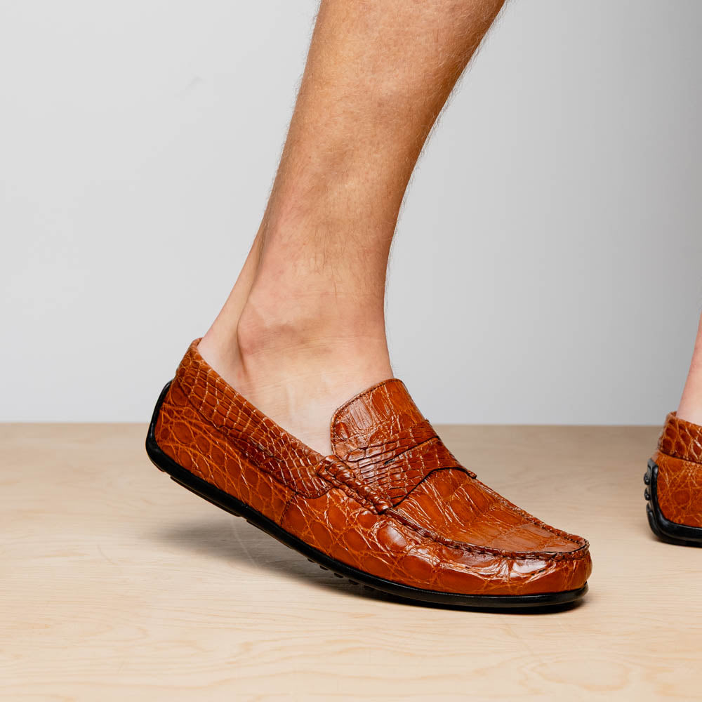 31-103-CGM MONZA Genuine Crocodile Driver, driving moc loafer shoes men's