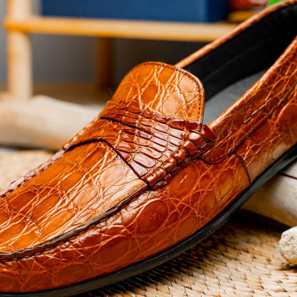 31-103-CGM MONZA Genuine Crocodile Driver, driving moc loafer shoes men's