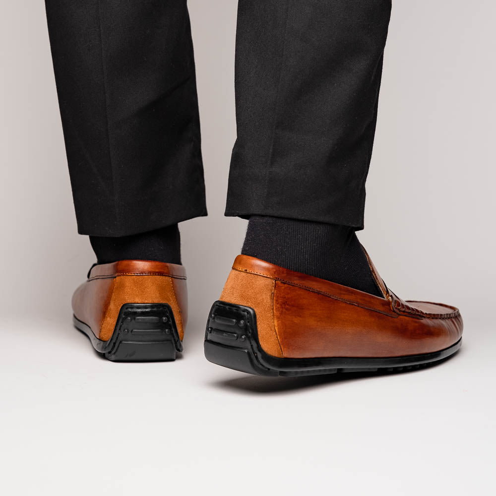 35-115-CGN MONZA Hand Burnished Italian Calfskin Driving Loafers shoes men's