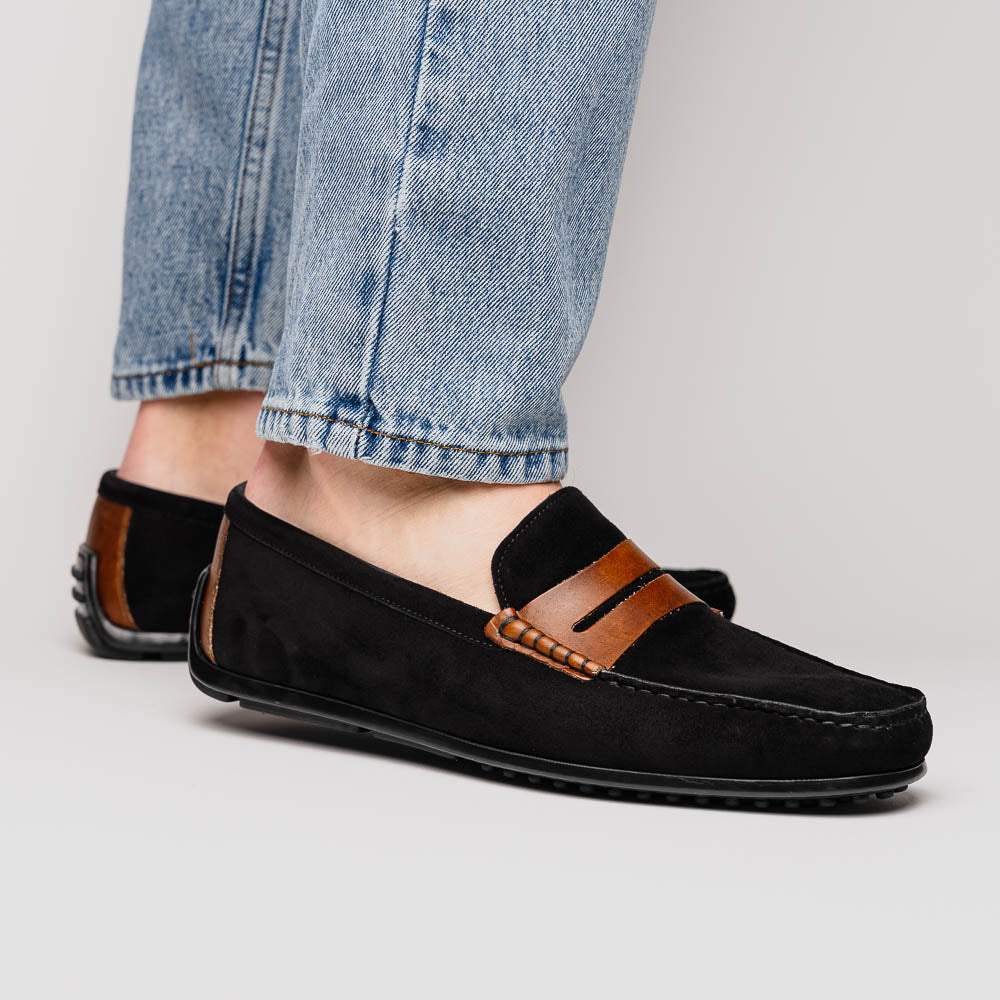 36-300-BLK MONZA Sueded Italian Calfskin Driver men's Zelli Italy