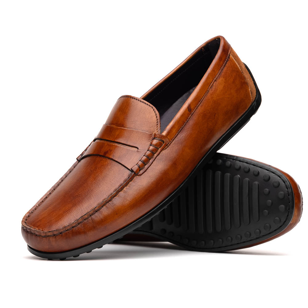 35-115-CGN MONZA Hand Burnished Italian Calfskin Driving Loafers shoes men's