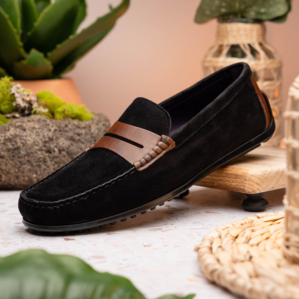 36-300-BLK MONZA Sueded Italian Calfskin Driver men's Zelli Italy