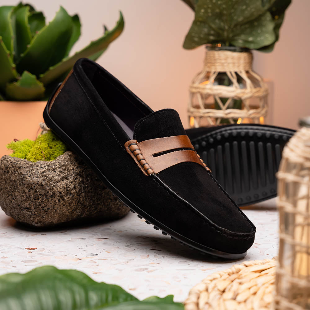 36-300-BLK MONZA Sueded Italian Calfskin Driver men's Zelli Italy